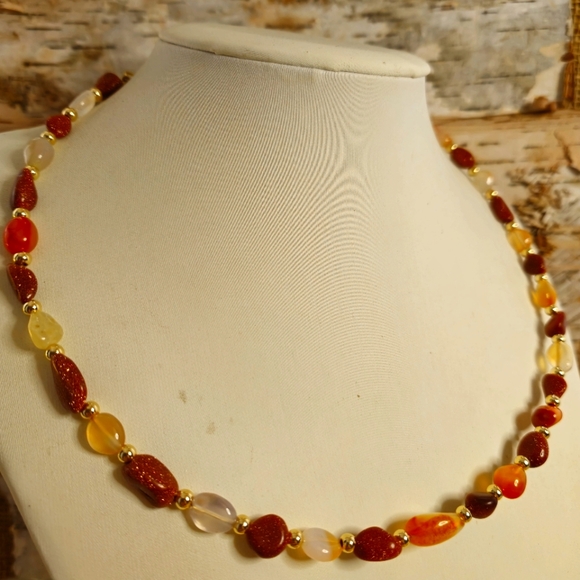 Carnelian & Goldstone Necklace Prescription For Loving Life Again - Picture 3 of 11